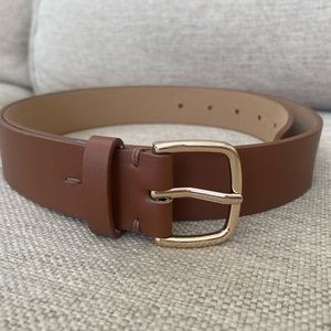 Faux Leather Belt - Carmel Brown with Gold hardware
